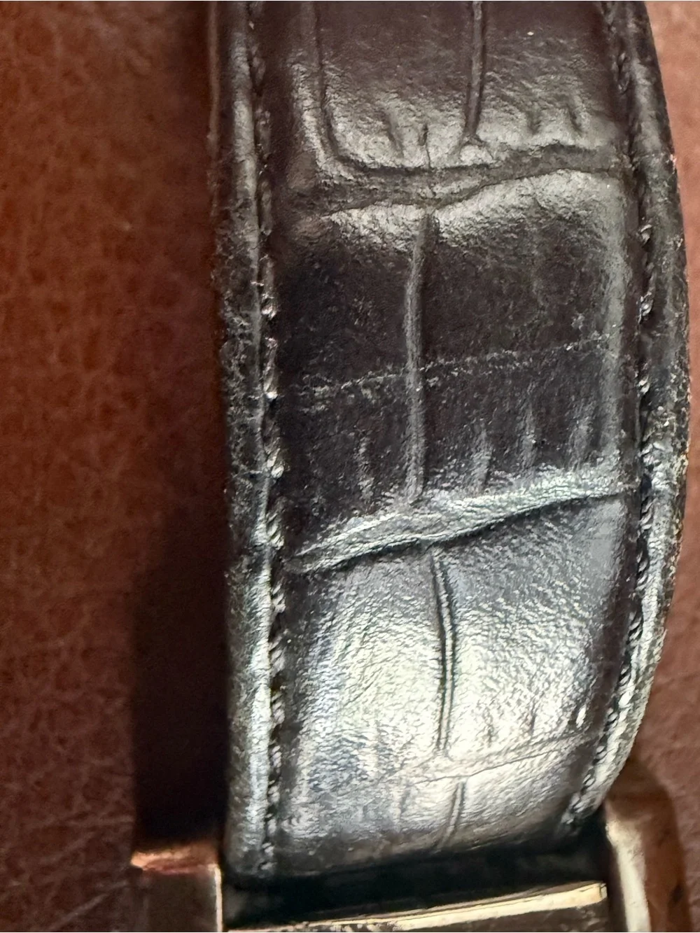 Men's Rectangular  Watch with Black Leather Strap